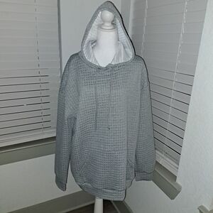 Gray Waffle Knit Hoodie Sweater for Men